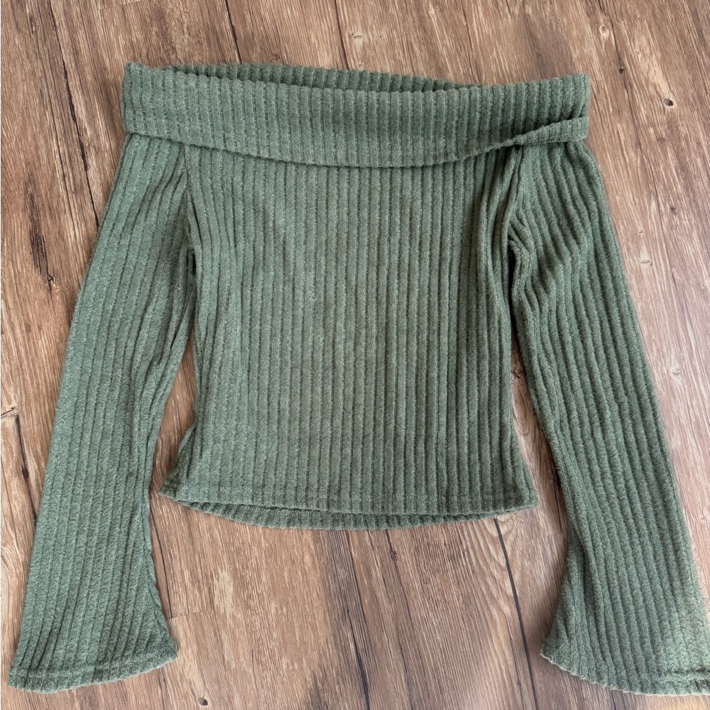 Olive Green Ribbed Women's Sweater